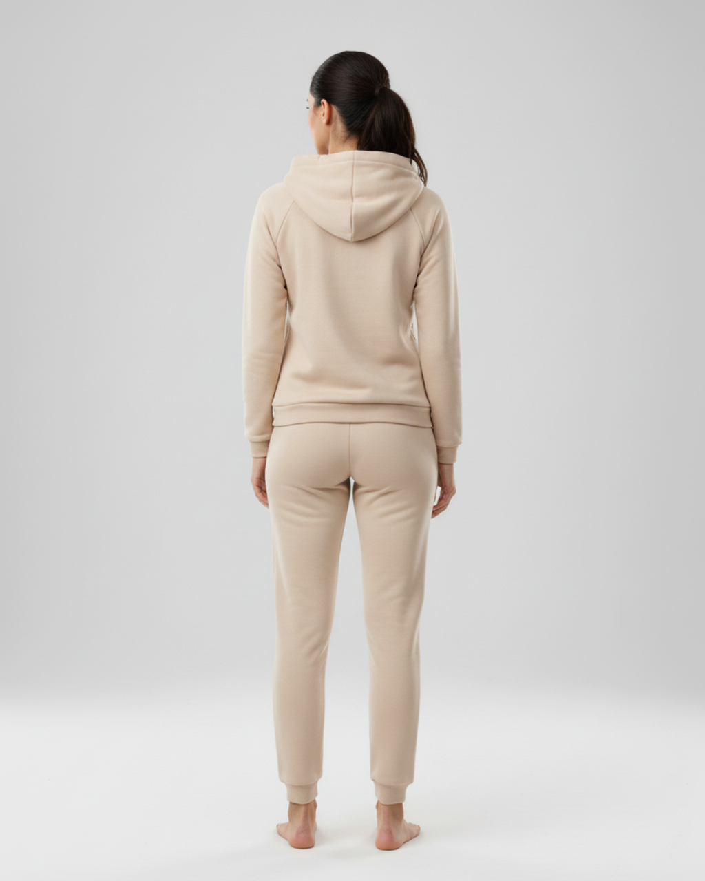 Women’s Sand Beige Hoodie Jogger Set – Two Piece Loungewear Tracksuit