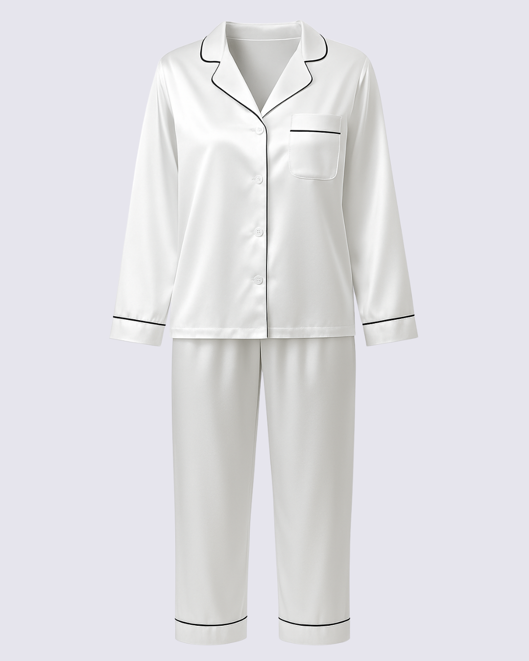 Women's Basic Solid Satin Pajama Set