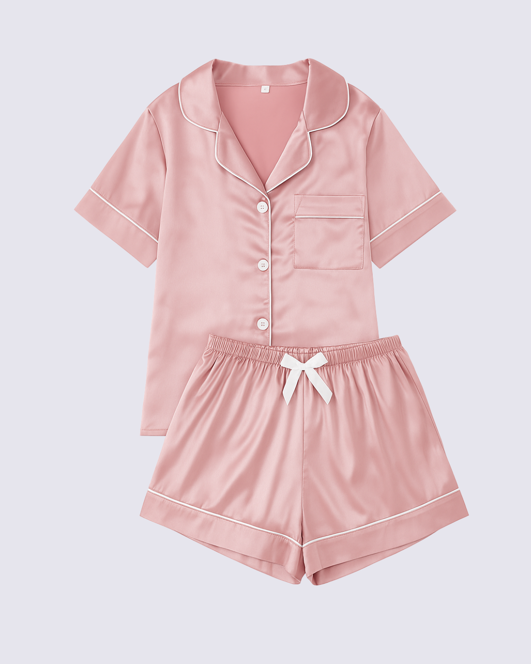Women's Satin Short-Sleeved Shirt and Shorts Comfort Pajama Set