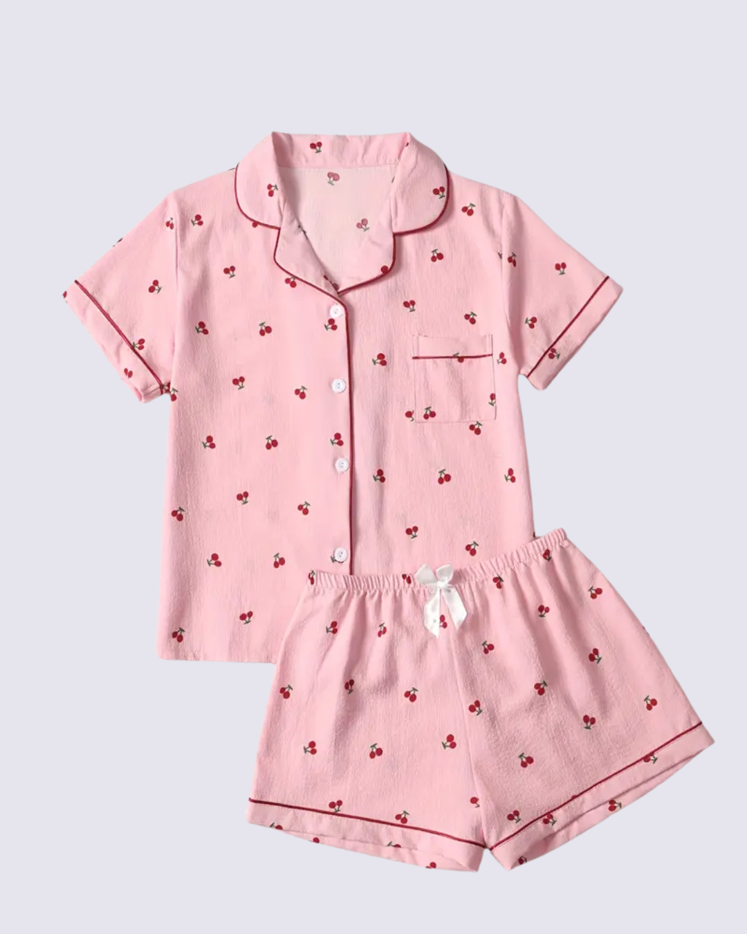 Women's Pink Bubble Wrinkle Comfort Pajama Set