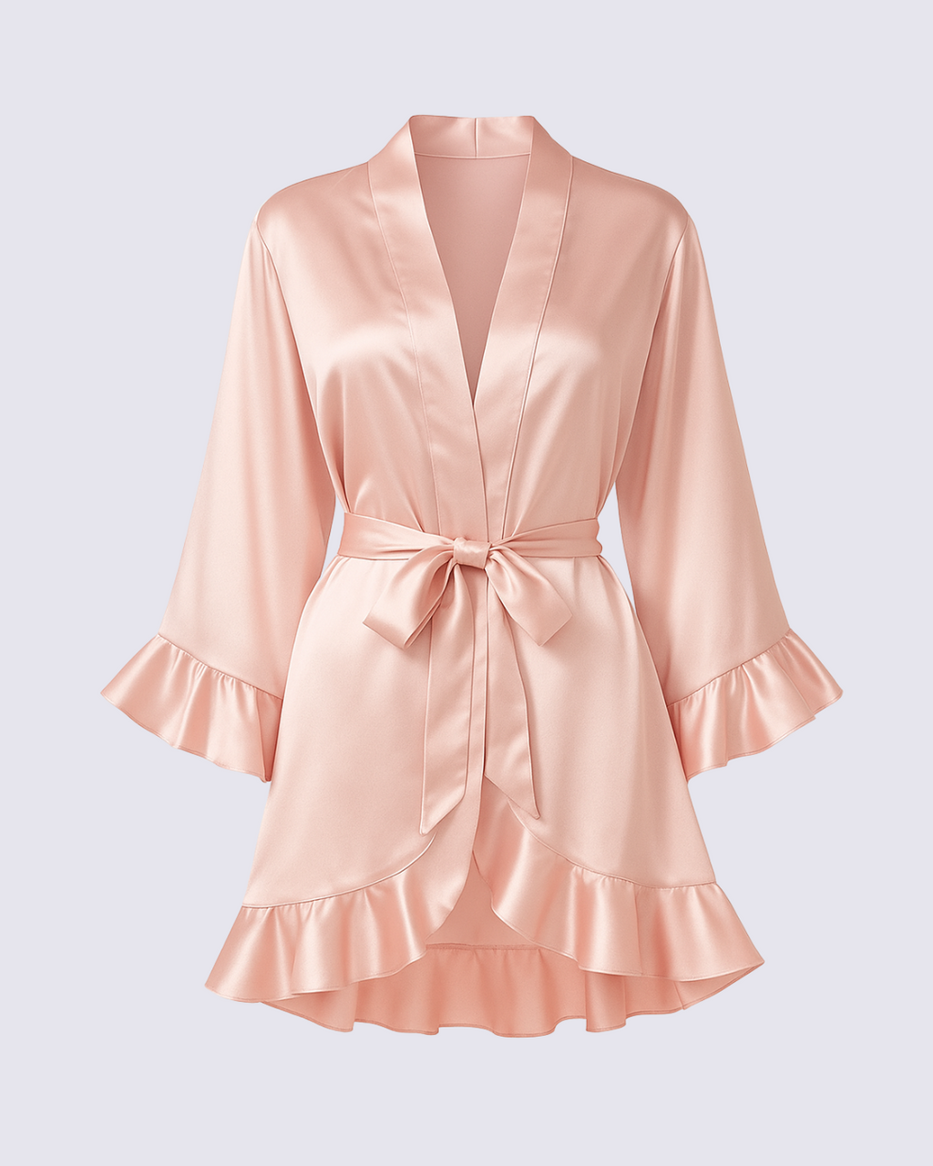 Women's Pink Elegant V-Neck Satin Robe