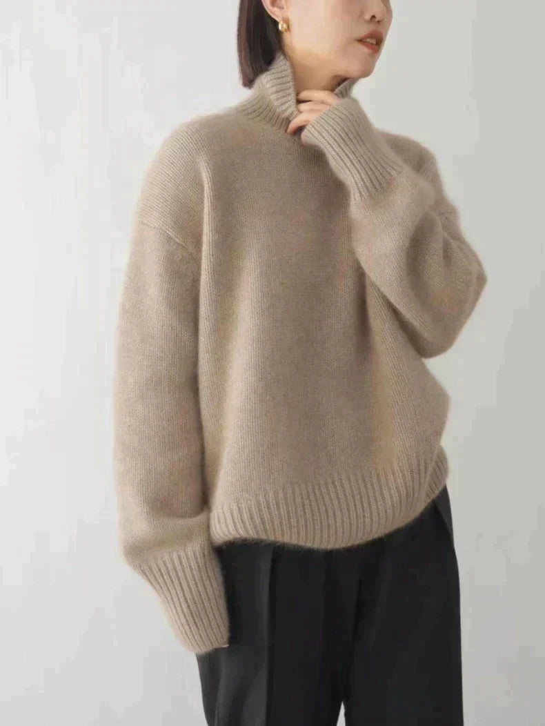 Women’s Oversized Chunky Knit Jumper – Premium High-Neck Sweater