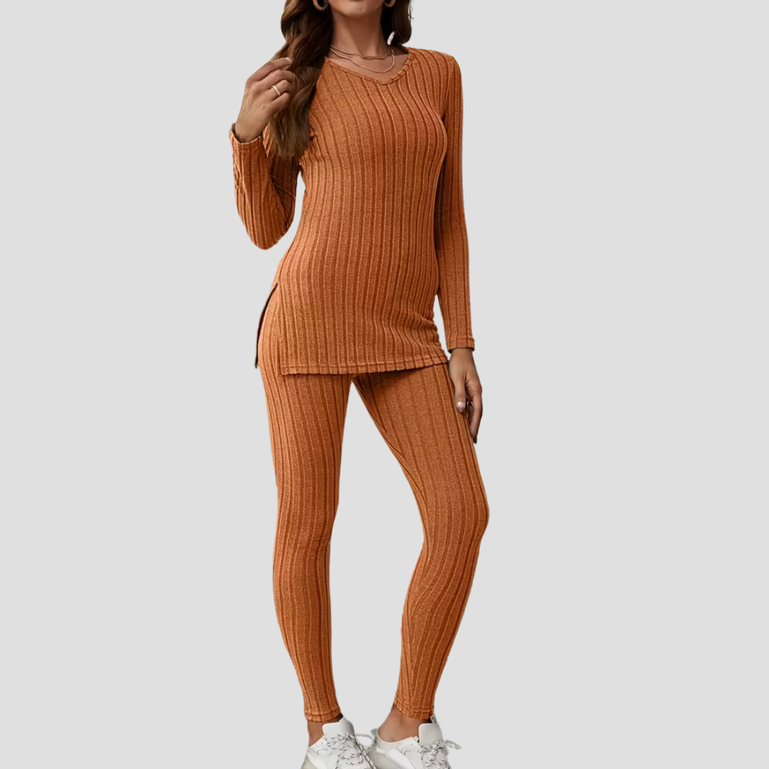 Women's Comfy Two-Piece Set - Soft, Fitted Design with Long Sleeves