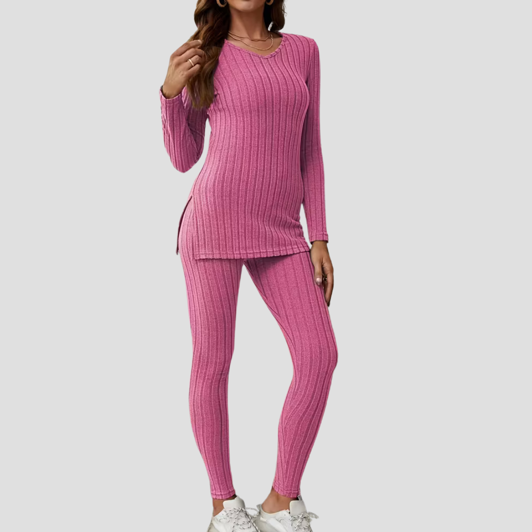 Women's Comfy Two-Piece Set - Soft, Fitted Design with Long Sleeves