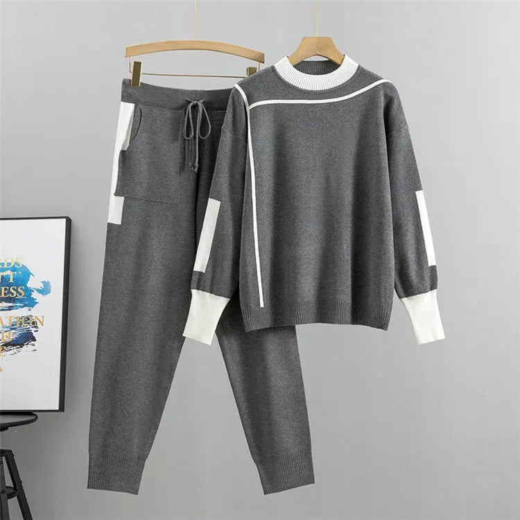 Women's Knit Jumper & Trousers Set - Two-Piece Loungewear