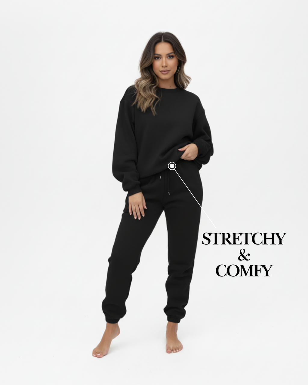 Women’s Black Jogger Set – Two Piece Loungewear Outfit