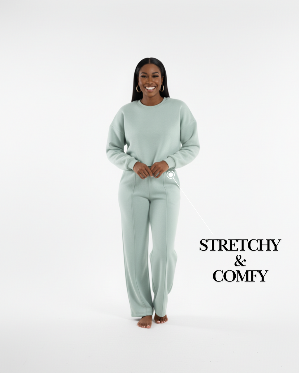 Women’s Mint Green Soft Tracksuit – Two Piece Jogger Set with Cropped Sweatshirt