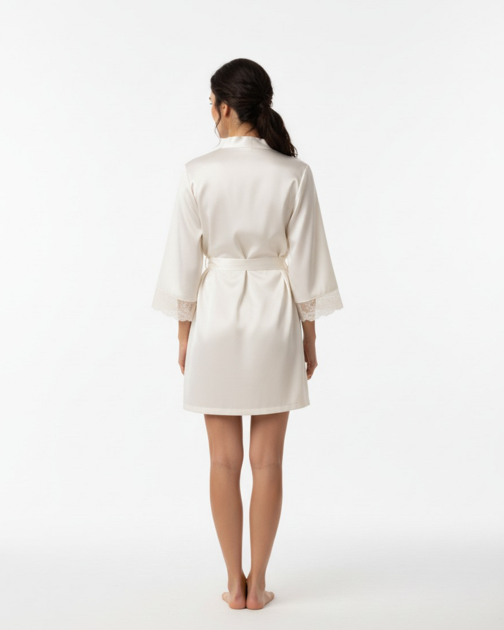 Women's Elegant Solid White Sleepwear Robe Set