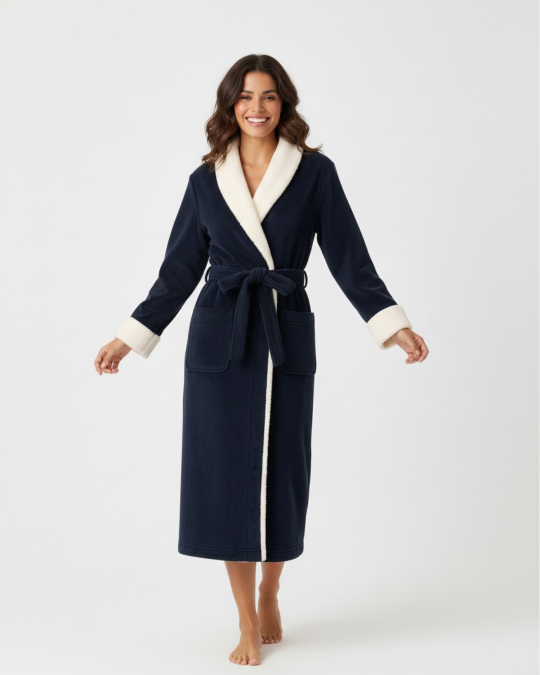 Women's Premium Soft Fleece Hooded Bathrobe