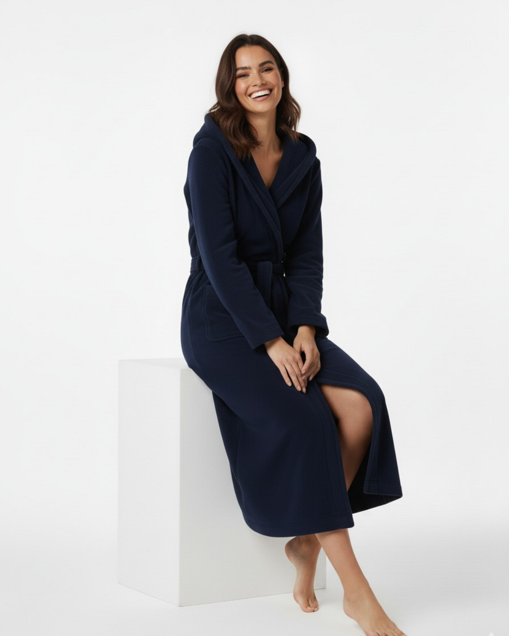 Women's Stylish Solid Color Long Comfort Bathrobe