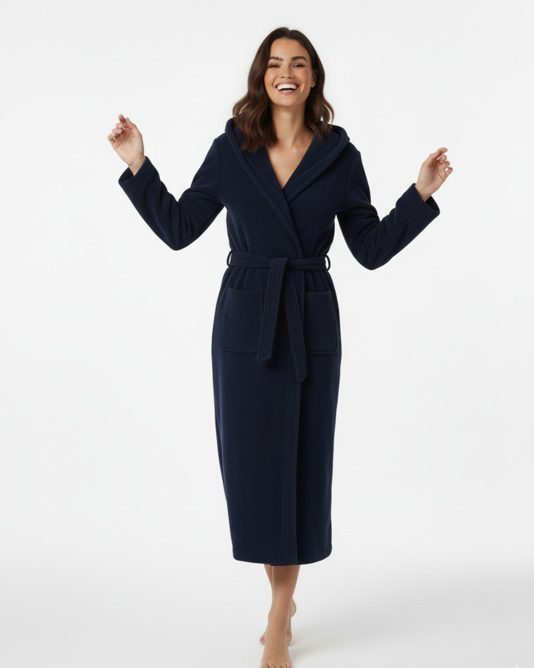 Women's Stylish Solid Color Long Comfort Bathrobe