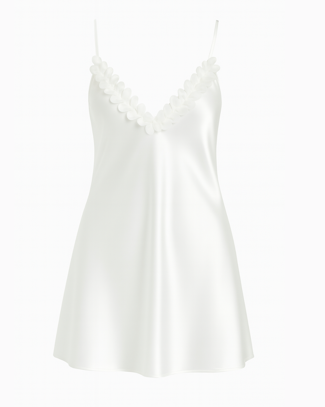 Women's Pink Short Nightgown - Sleeveless Satin Nightgown with Lace Trimmings