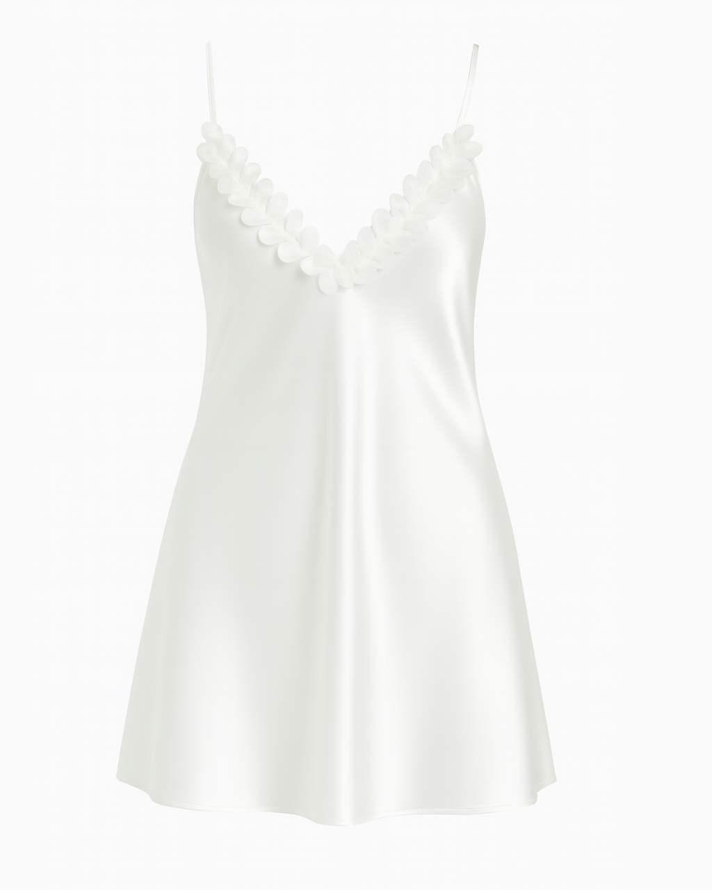 Women's Pink Short Nightgown - Sleeveless Satin Nightgown with Lace Trimmings