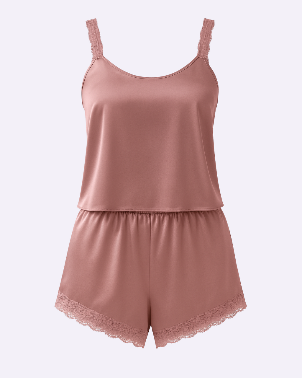 Women’s Satin Pajama Set – Sleeveless Tank Top and Shorts Sleepwear pj set