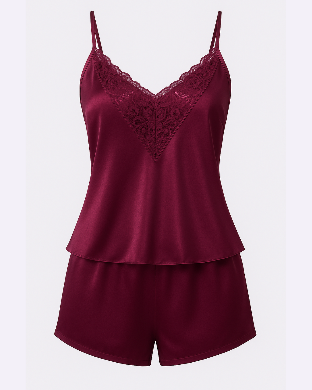 Pajama set Satin Sleepwear with Lace – Women’s Pajama Shorts Set