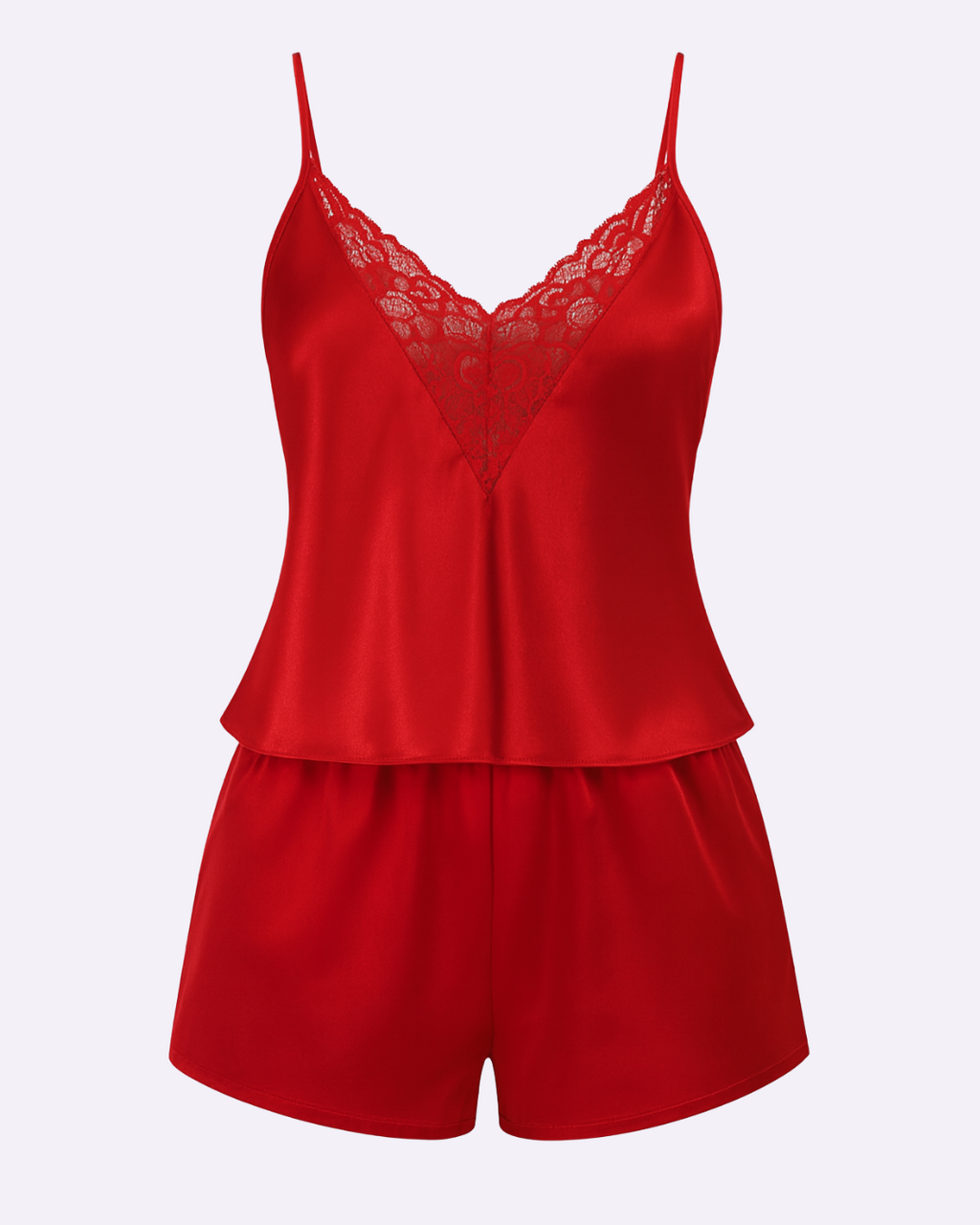 Pajama set Satin Sleepwear with Lace – Women’s Pajama Shorts Set