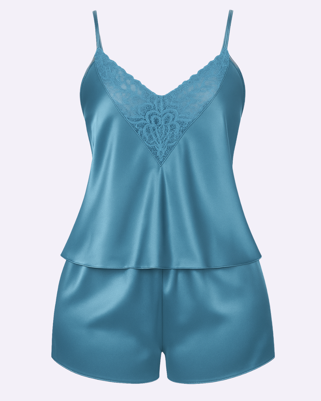 Pajama set Satin Sleepwear with Lace – Women’s Pajama Shorts Set