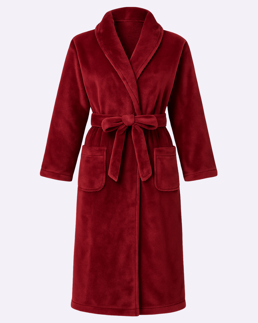 Women’s Fleece Robe with Pockets – Short Plush Belted Bathrobe