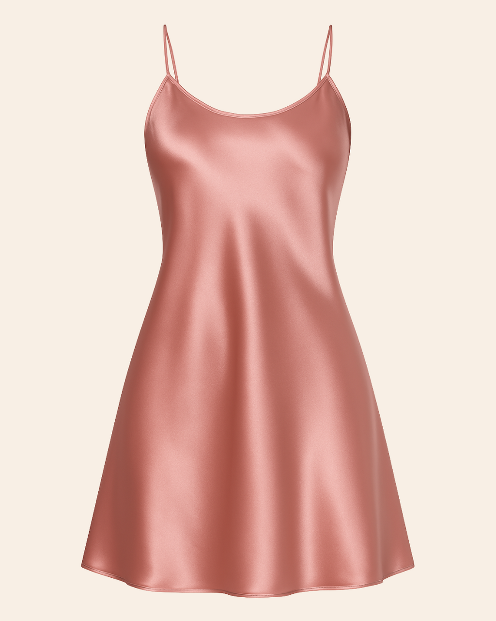 Women’s Satin Nightgown – Short Slip Dress Sleepwear with Spaghetti Straps