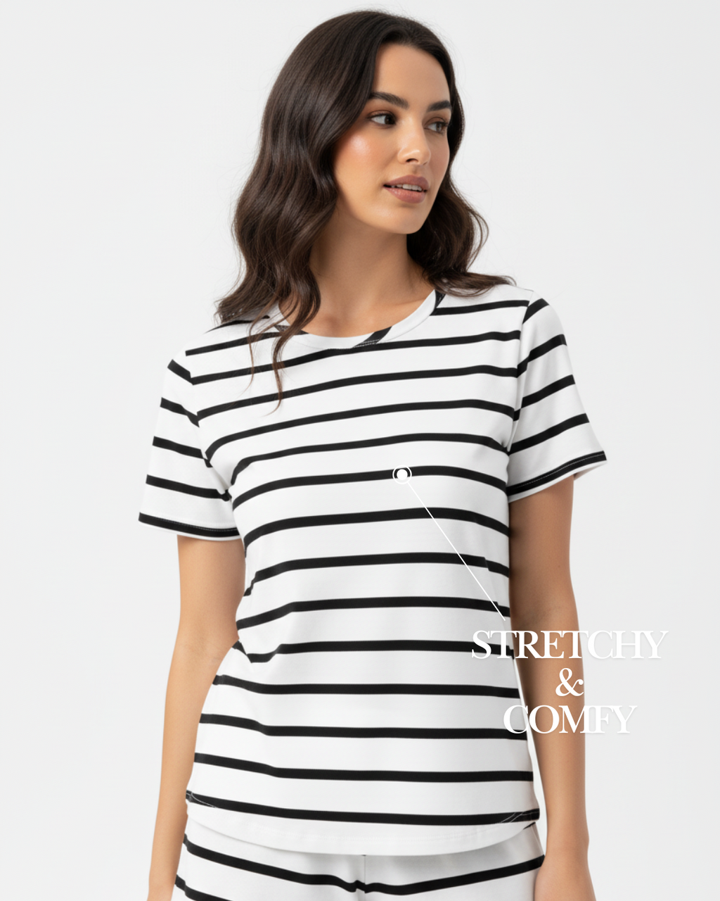 Short Sleeve Women’s Pajama Set – Striped Cotton Summer Sleepwear Top & Shorts Loungewear