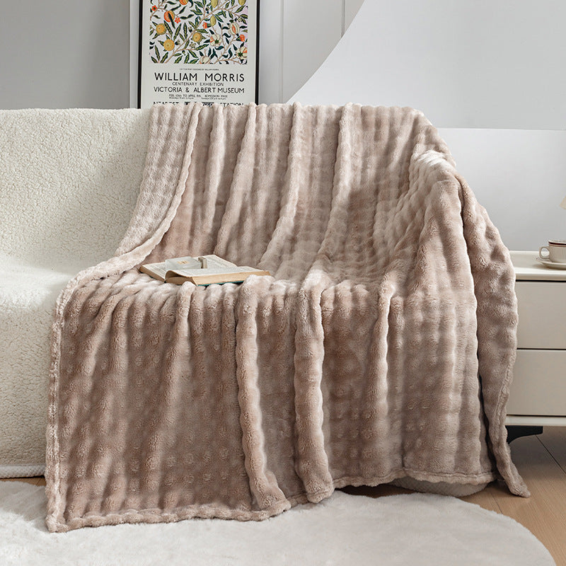 Premium Bubble Flannel Blanket – Ultra-Soft Air Conditioner & Sofa Throw
