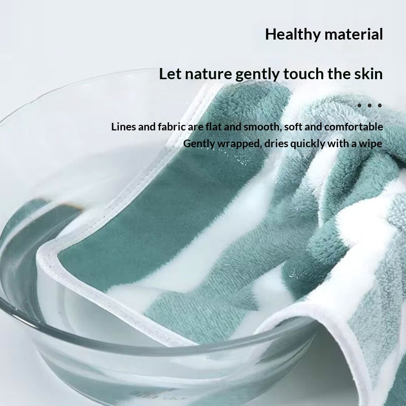 6 pc Coral Fleece Towel Set – Wide and Narrow Striped Bath Towels