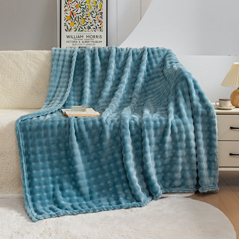 Premium Bubble Flannel Blanket – Ultra-Soft Air Conditioner & Sofa Throw
