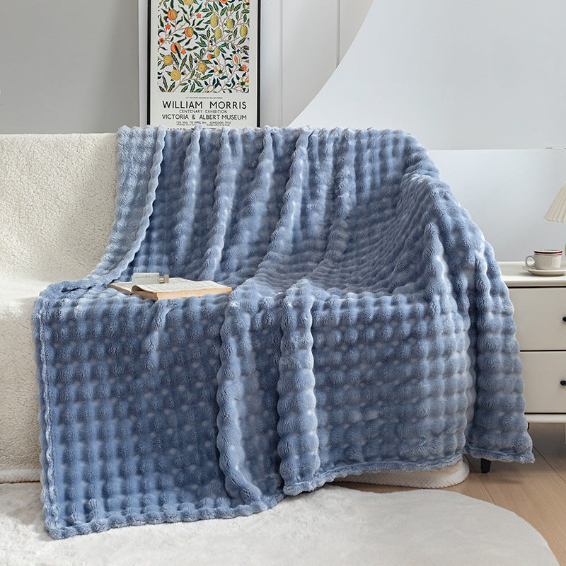 Premium Bubble Flannel Blanket – Ultra-Soft Air Conditioner & Sofa Throw