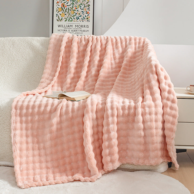 Premium Bubble Flannel Blanket – Ultra-Soft Air Conditioner & Sofa Throw