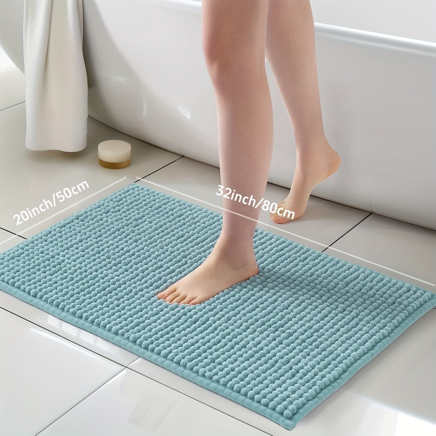Soft Chenille Bathroom Mat – Plush Absorbent Non-Slip Quick-Dry Rug