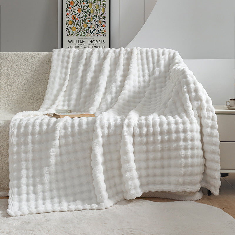 Premium Bubble Flannel Blanket – Ultra-Soft Air Conditioner & Sofa Throw