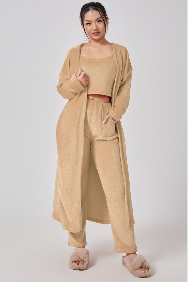 Women’s 3-Piece Winter Pajama Set – Cozy Warm Loungewear