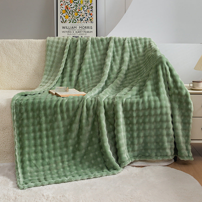 Premium Bubble Flannel Blanket – Ultra-Soft Air Conditioner & Sofa Throw