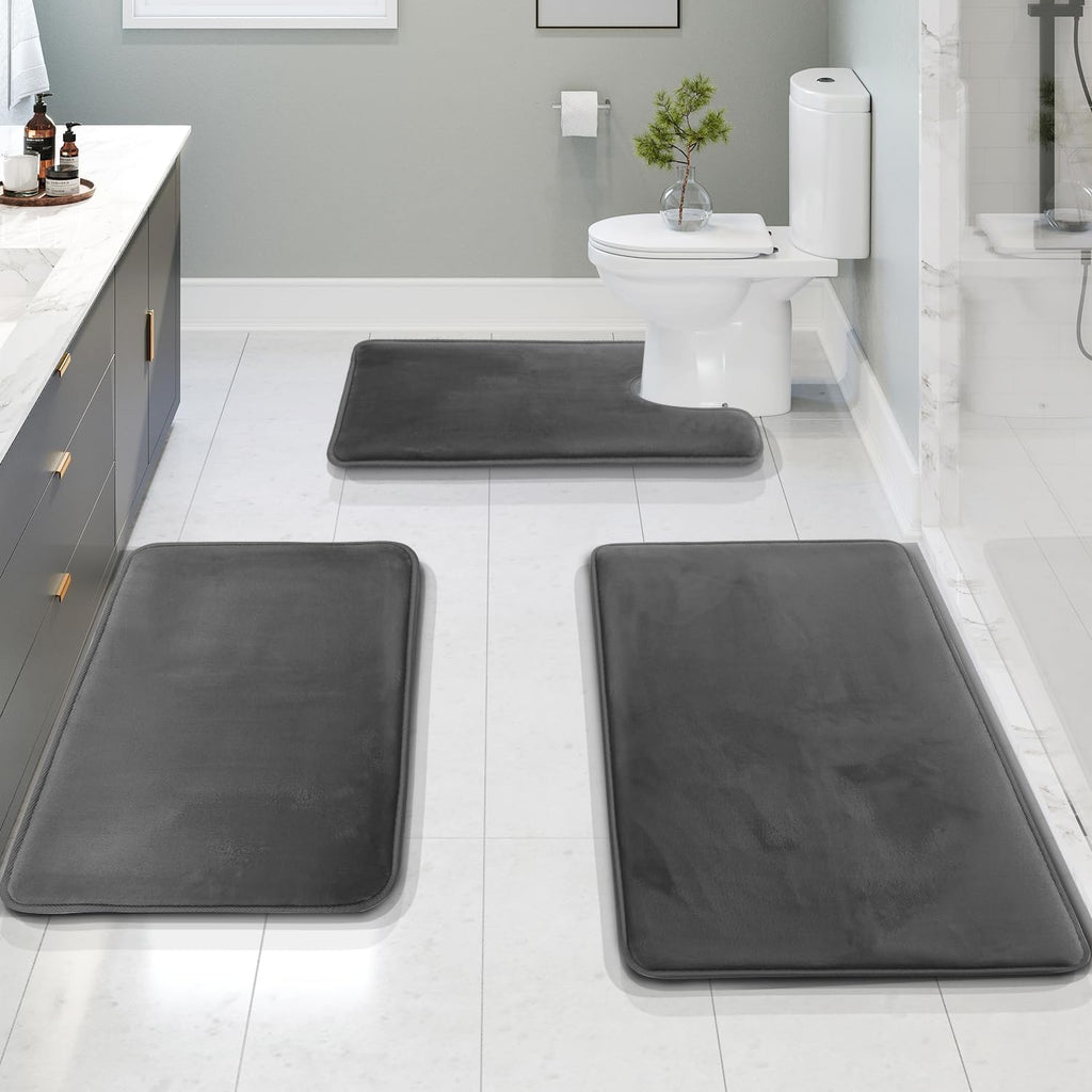 Premium Memory Foam Bath Mat Set (3-piece) for Ultimate Comfort