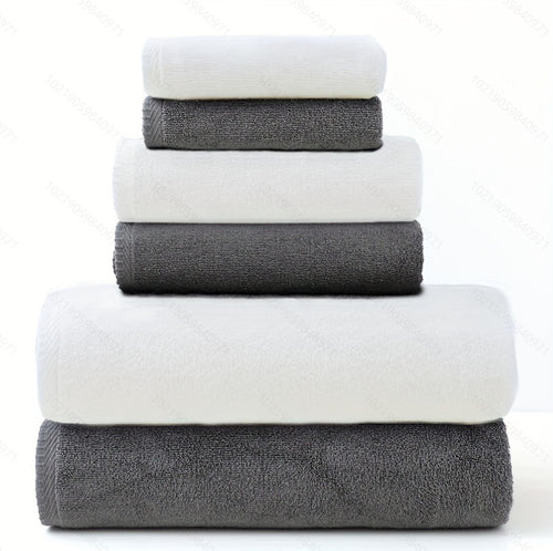 6-Piece Premium Cotton Towel Set – Solid Color Bath Towels