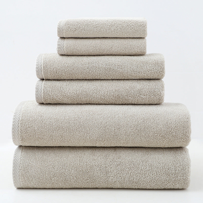 6-Piece Premium Cotton Towel Set – Solid Color Bath Towels