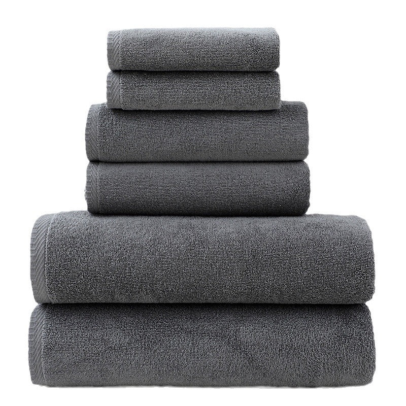 6-Piece Premium Cotton Towel Set – Solid Color Bath Towels