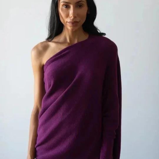 Women's Oversized Draped Crew Neck Sweater