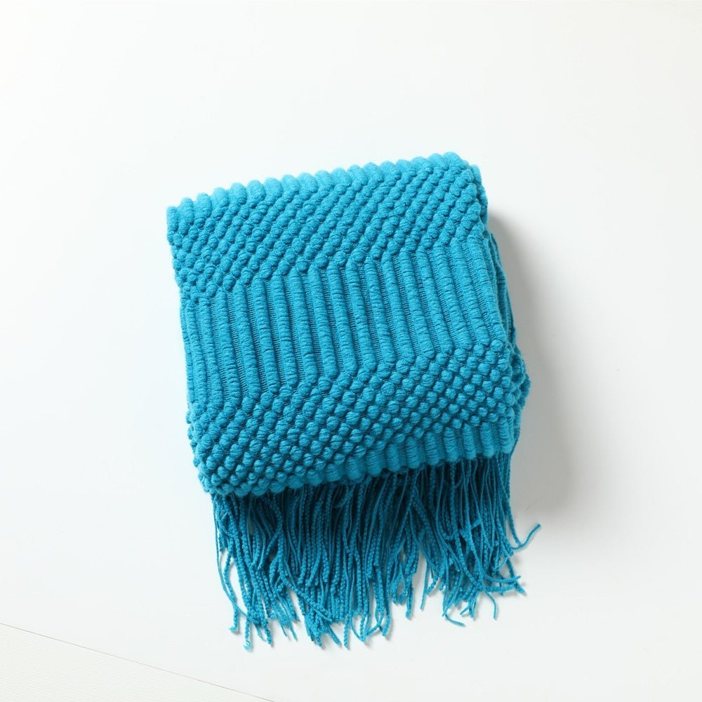 Soft Cozy Sofa Knitted Blanket with Tassels