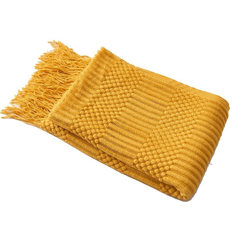 Soft Cozy Sofa Knitted Blanket with Tassels